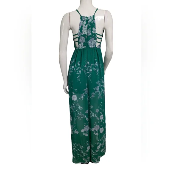 Free People Emerald Green Floral Jumpsuit Size 8 - Picture 7 of 13